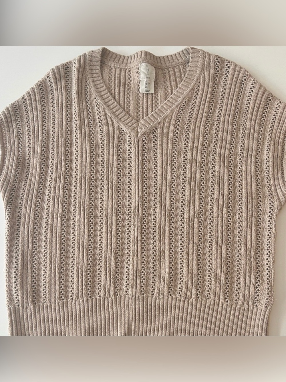 Joie Beige Knit V-Neck Sweater